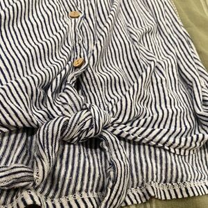 Rachel Zoe Blue and White Striped Button-Down Shirt